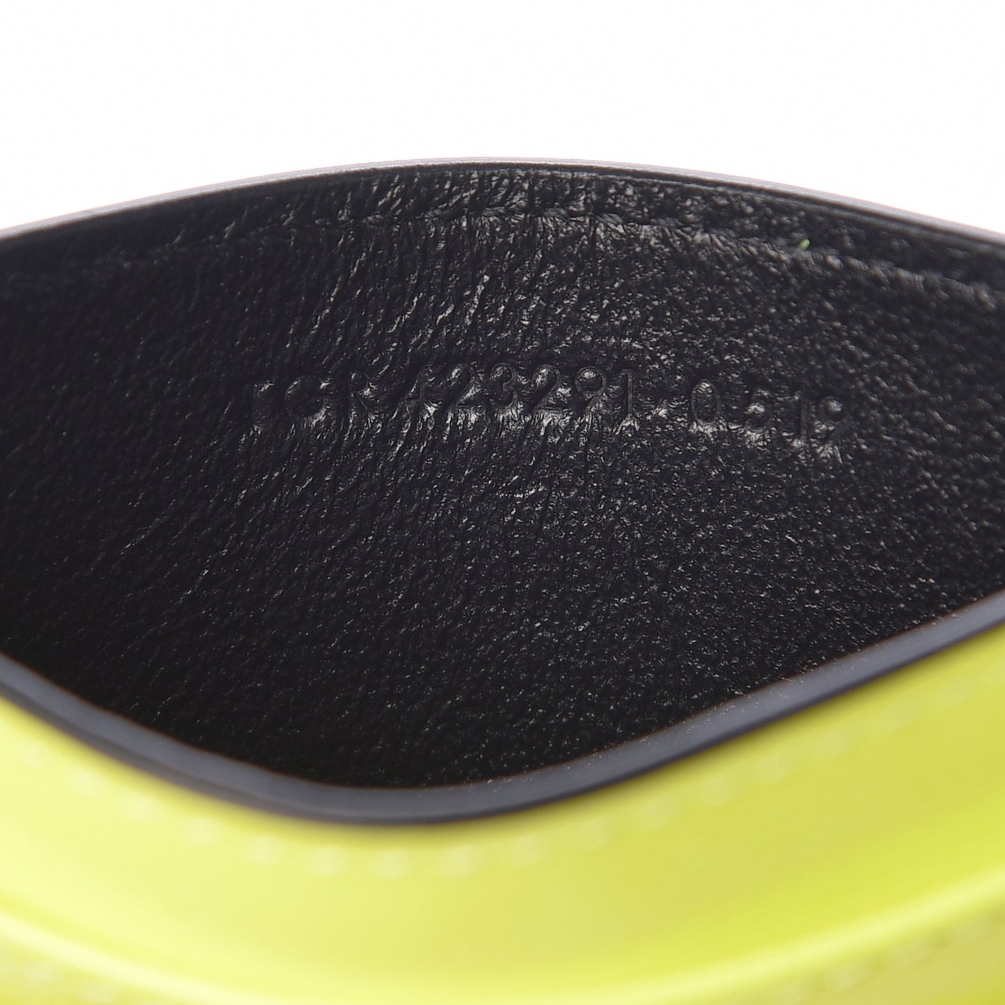 Patent Grain De Poudre Matelasse Chevron Monogram Credit Card Case Neon Yellow