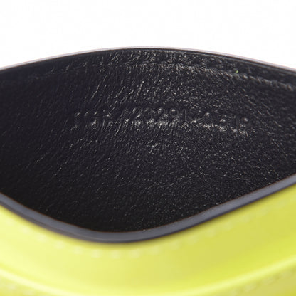 Saint Laurent Patent Grain De Poudre Matelasse Chevron Monogram Credit Card Case Neon Yellow 7 of 9