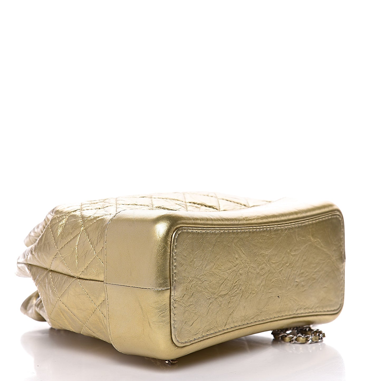 Metallic Aged Calfskin Quilted Gabrielle Backpack Gold