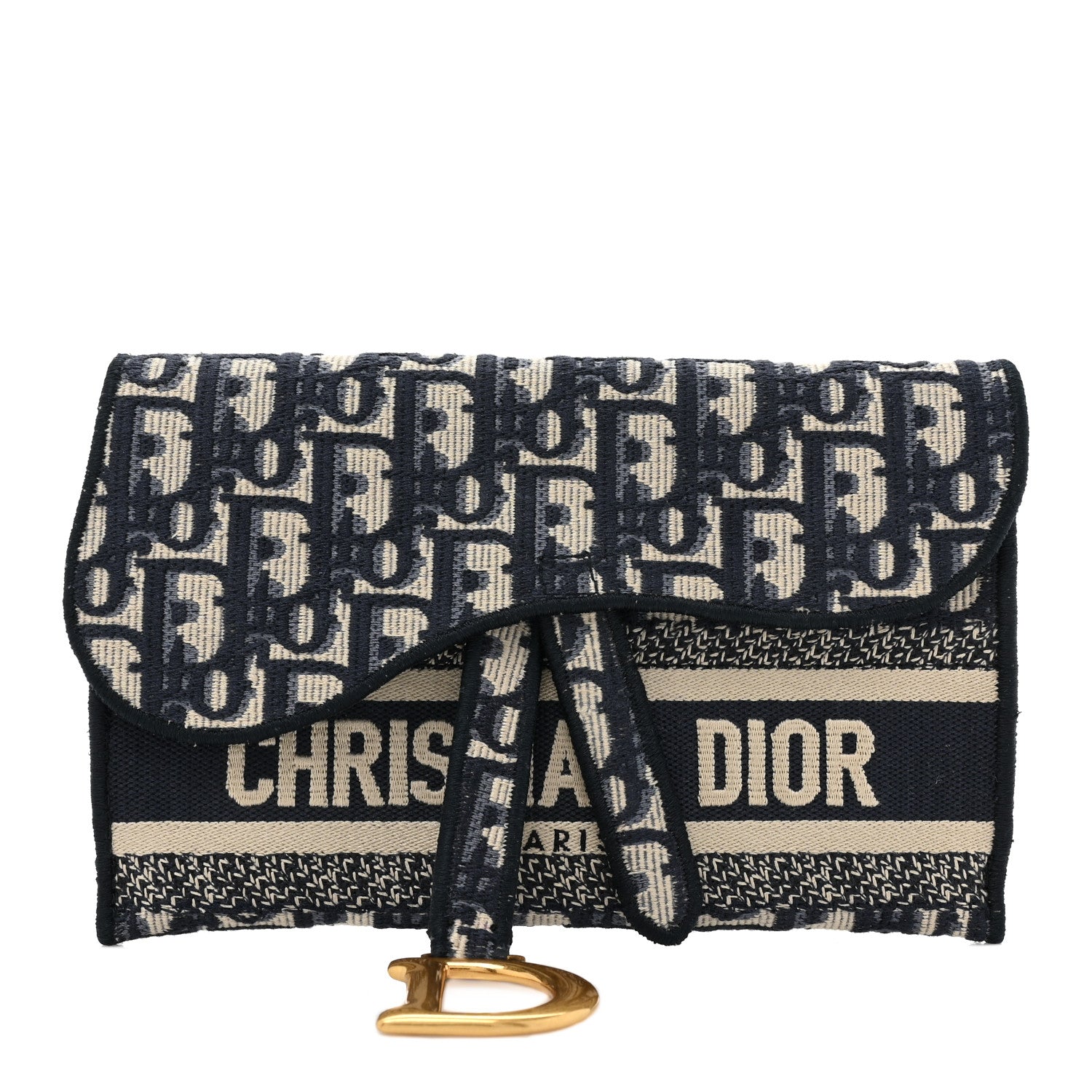 Christian Dior Oblique Slim Saddle Pouch Blue 1 of 9