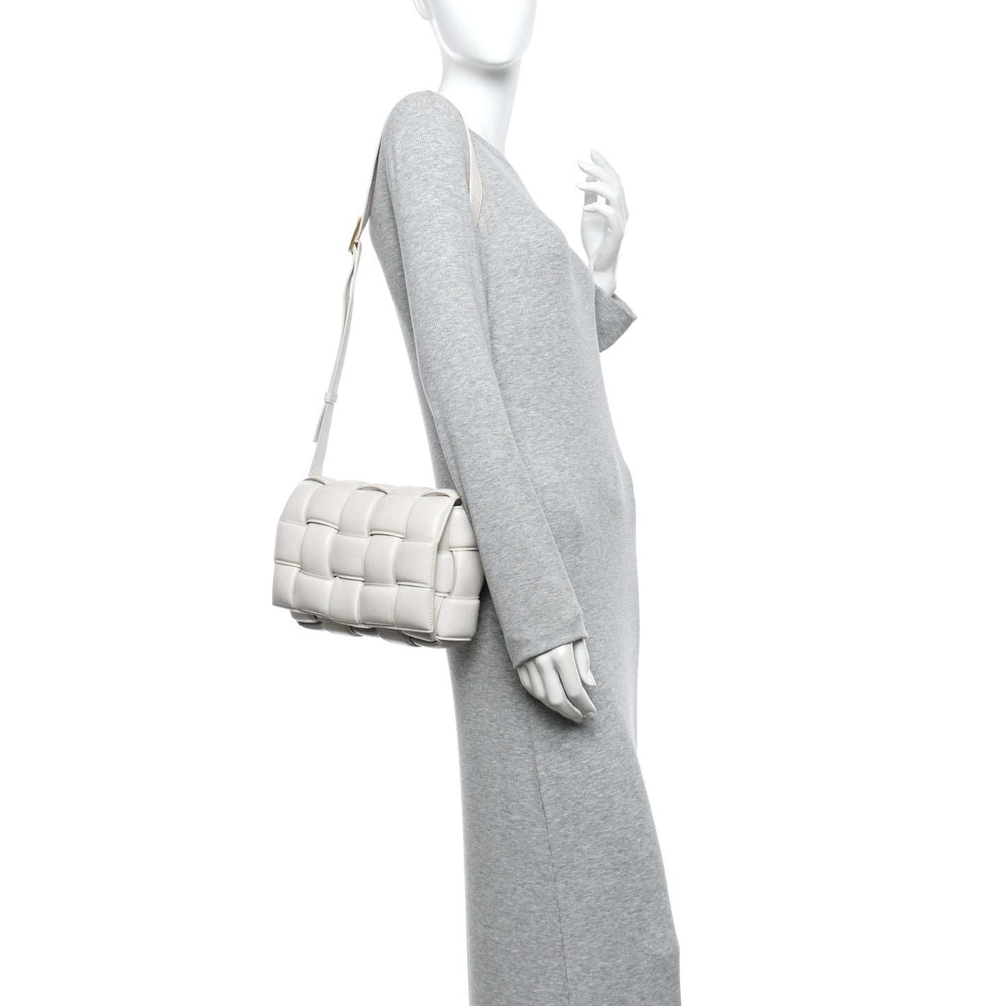 Nappa Maxi Intreccio Padded Cassette Crossbody Bag Chalk Chalk