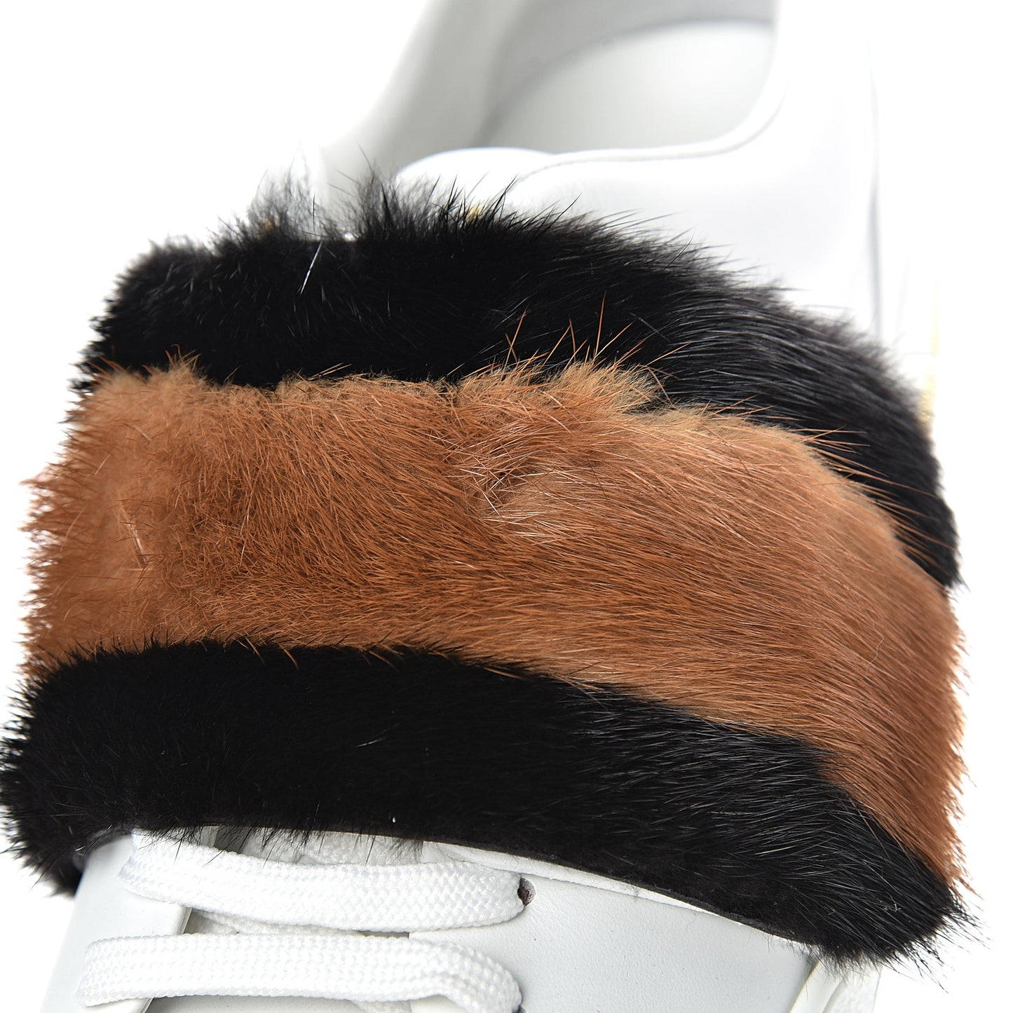 Calfskin Mink Fur Frontrow Sneakers 40 White