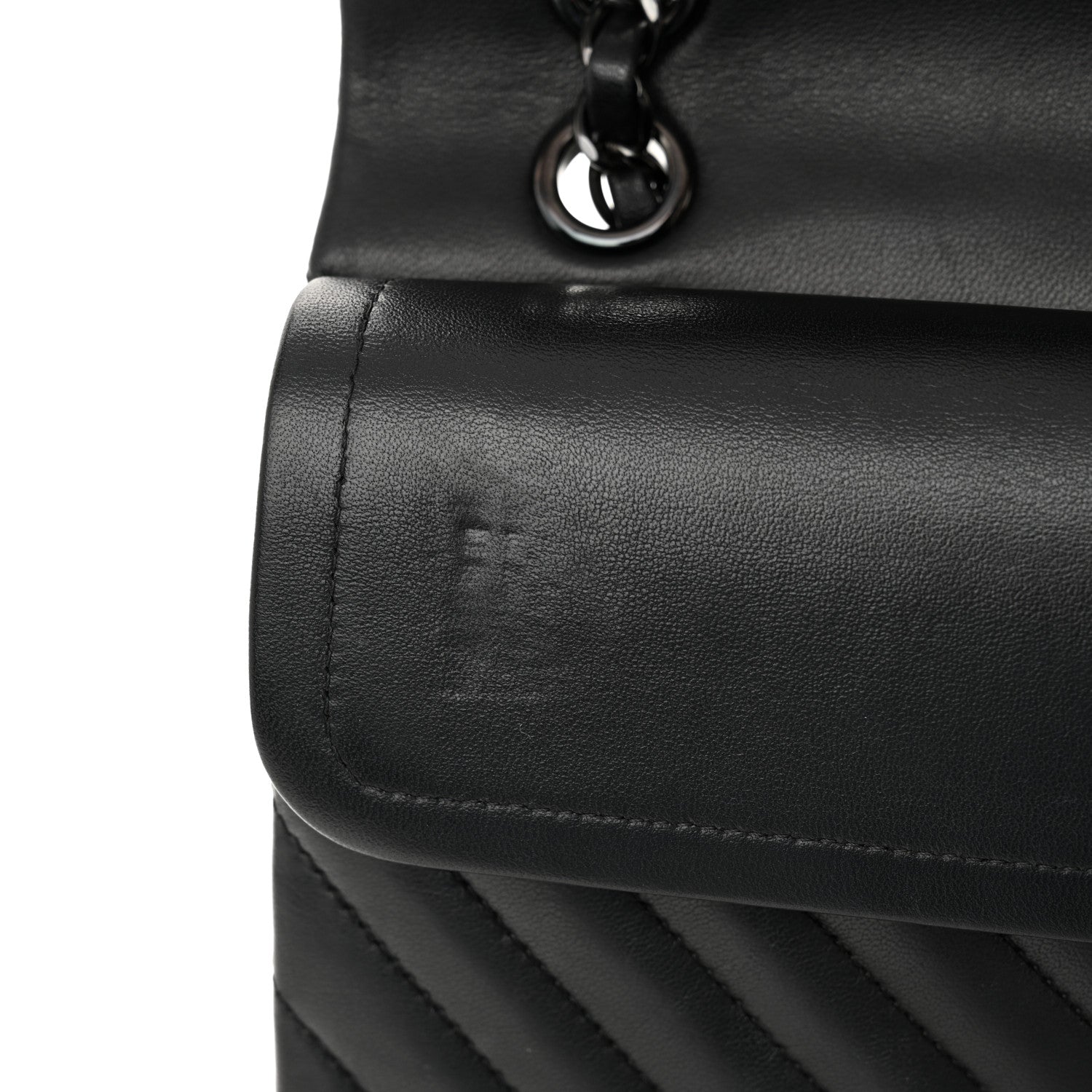 Chanel Lambskin Chevron Quilted Medium Double Flap So Black 12 of 13