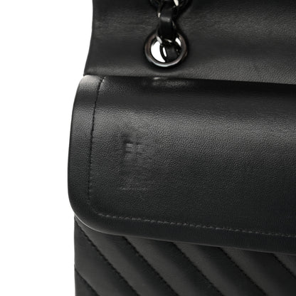 Chanel Lambskin Chevron Quilted Medium Double Flap So Black 12 of 13
