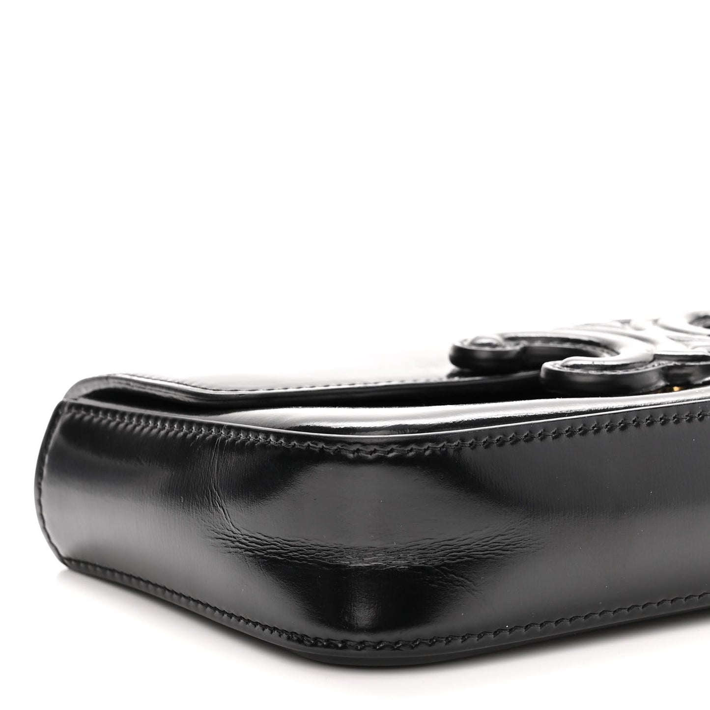 Shiny Calfskin Cuir Triomphe Chain Shoulder Bag Black