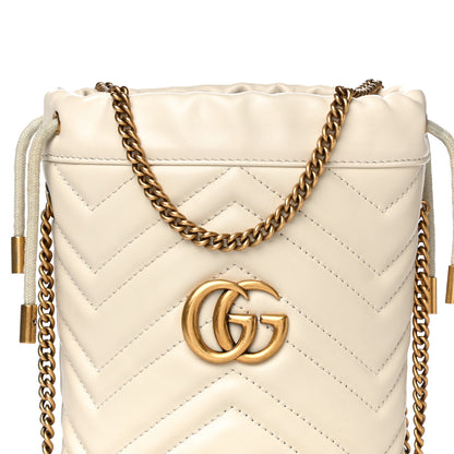 Gucci Calfskin Matelasse Mini GG Marmont 2.0 Bucket Bag White 7 of 9