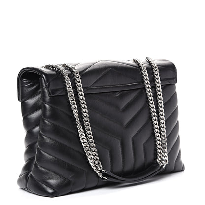 Saint Laurent Calfskin Y Quilted Monogram Medium Loulou Chain Satchel Black 2 of 11