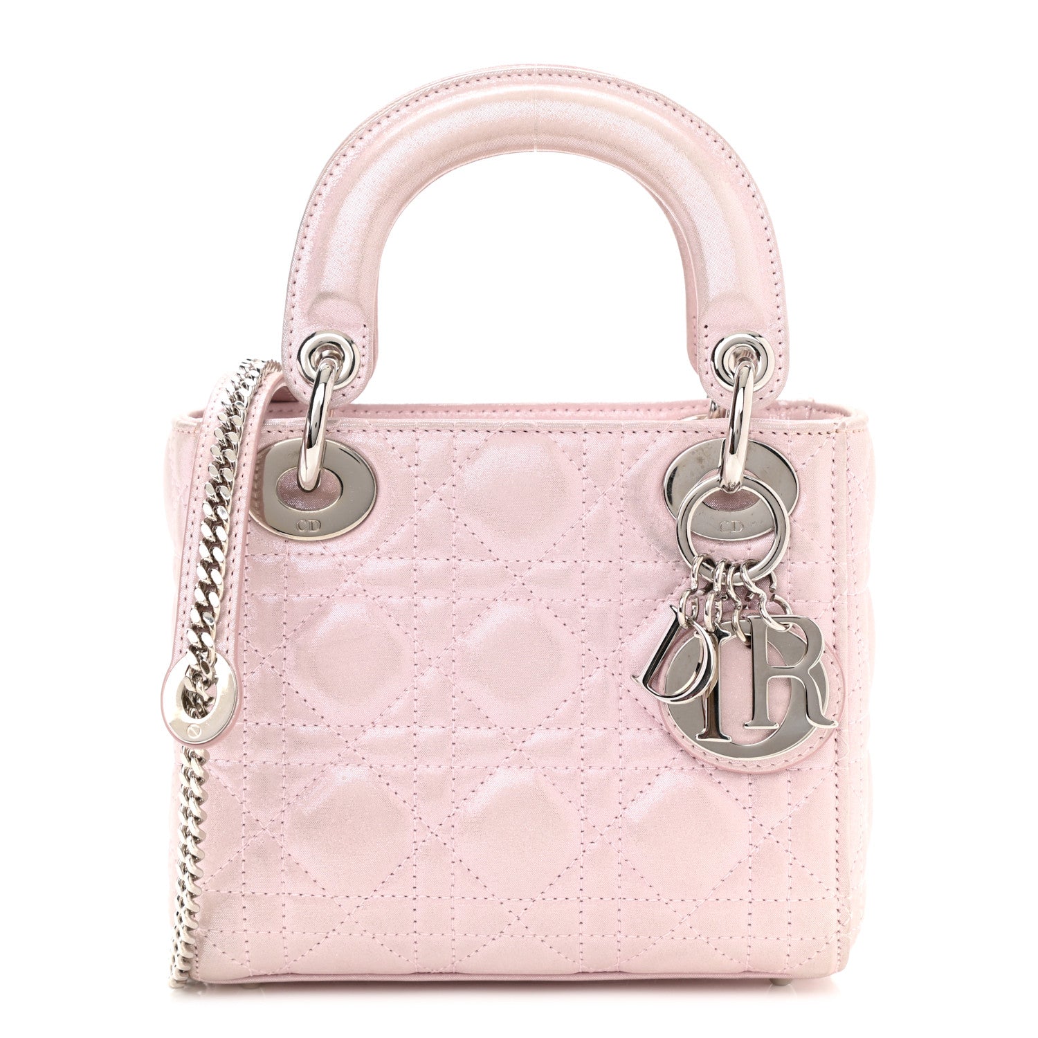 Christian Dior Metallic Lambskin Cannage Mini Lady Dior Lotus 1 of 9