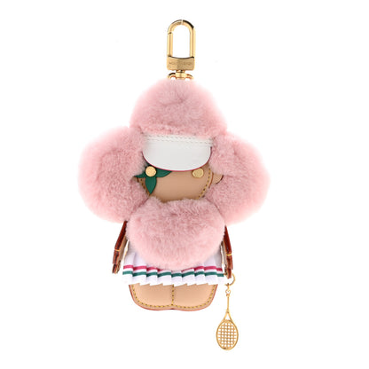 Louis Vuitton Calfskin Mink Fur Vivienne Fashionista Tennis Bag Charm Black 1 of 5