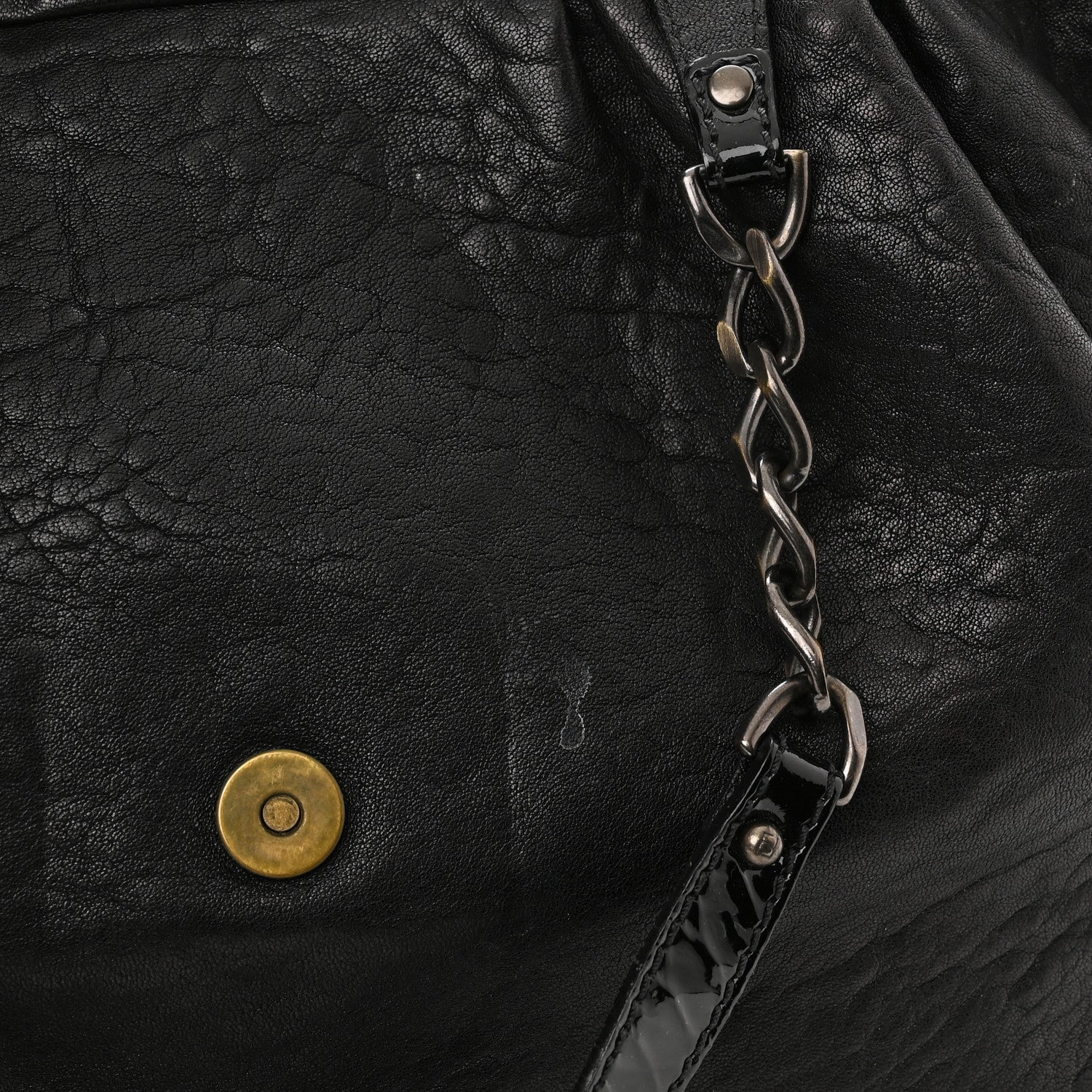 Fendi Nappa Patent B Buckle Tote Black 10 of 12