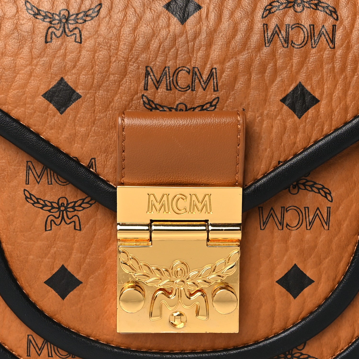 MCM Visetos Mini Patricia Shoulder Bag Cognac Black 6 of 8