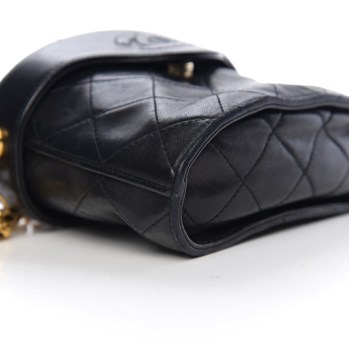 Lambskin Quilted Tassel Shoulder Bag Black