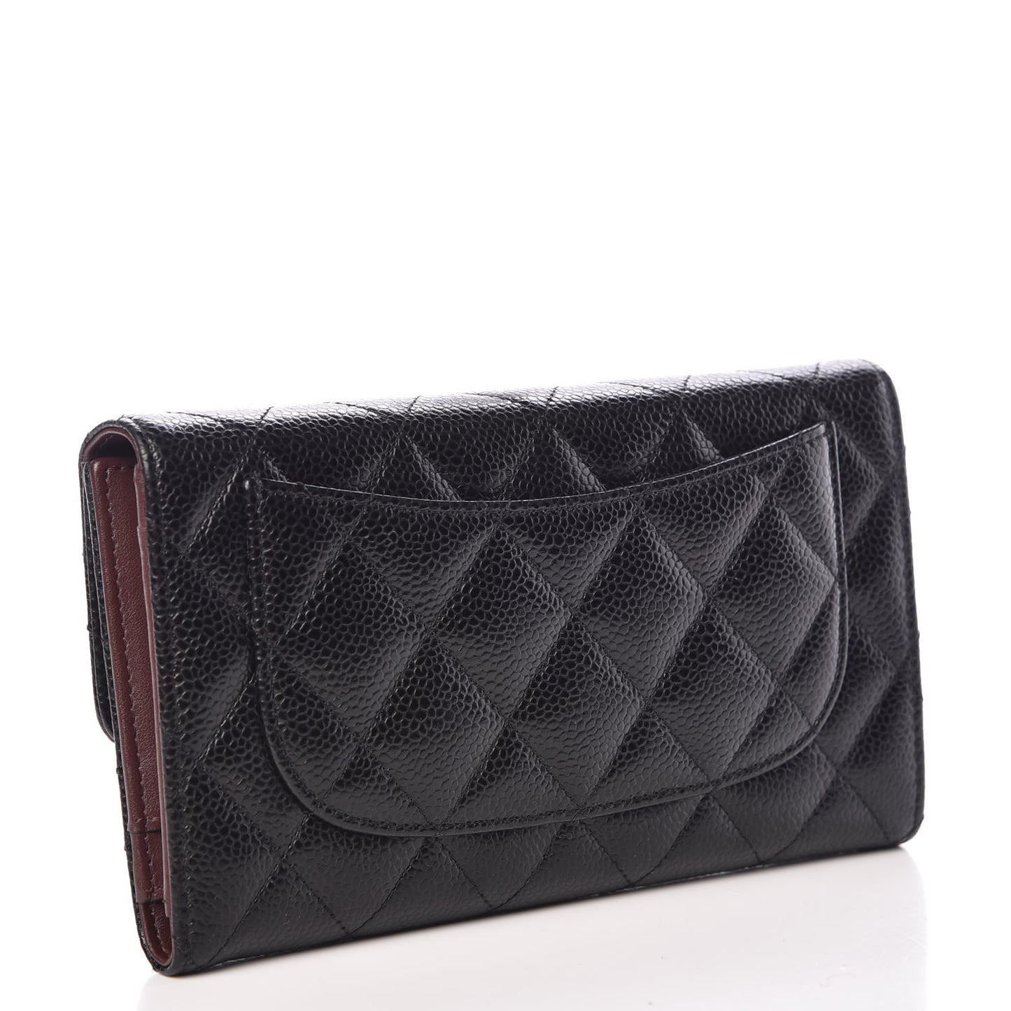 Caviar Quilted Large Flap Wallet Black