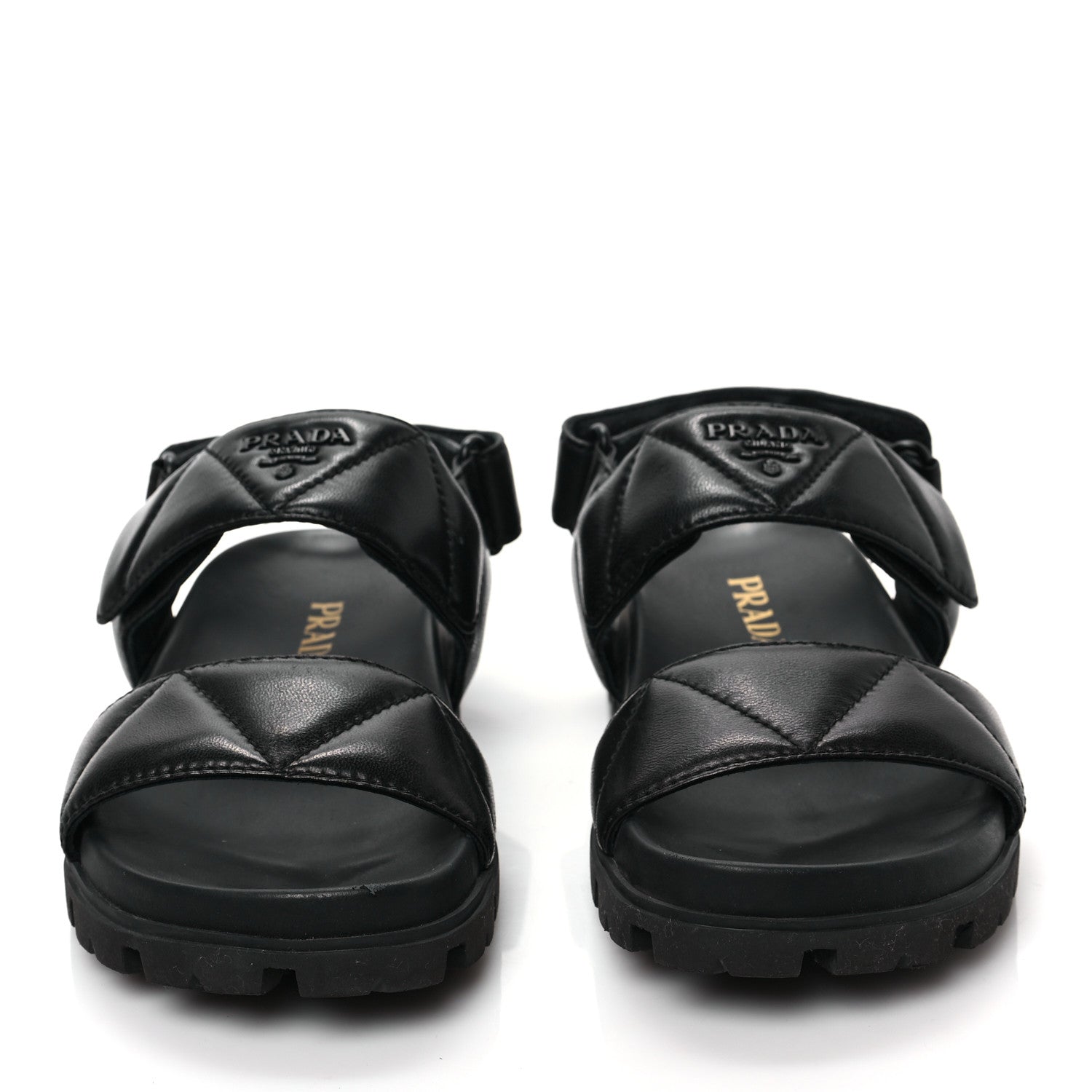 Prada Nappa Logo Quilted 20mm Sport Sandals 35 Black 2 of 9