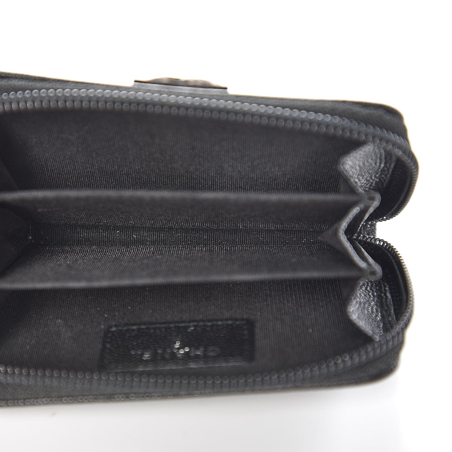 Caviar Quilted Boy Zip Around Coin Purse Wallet Black
