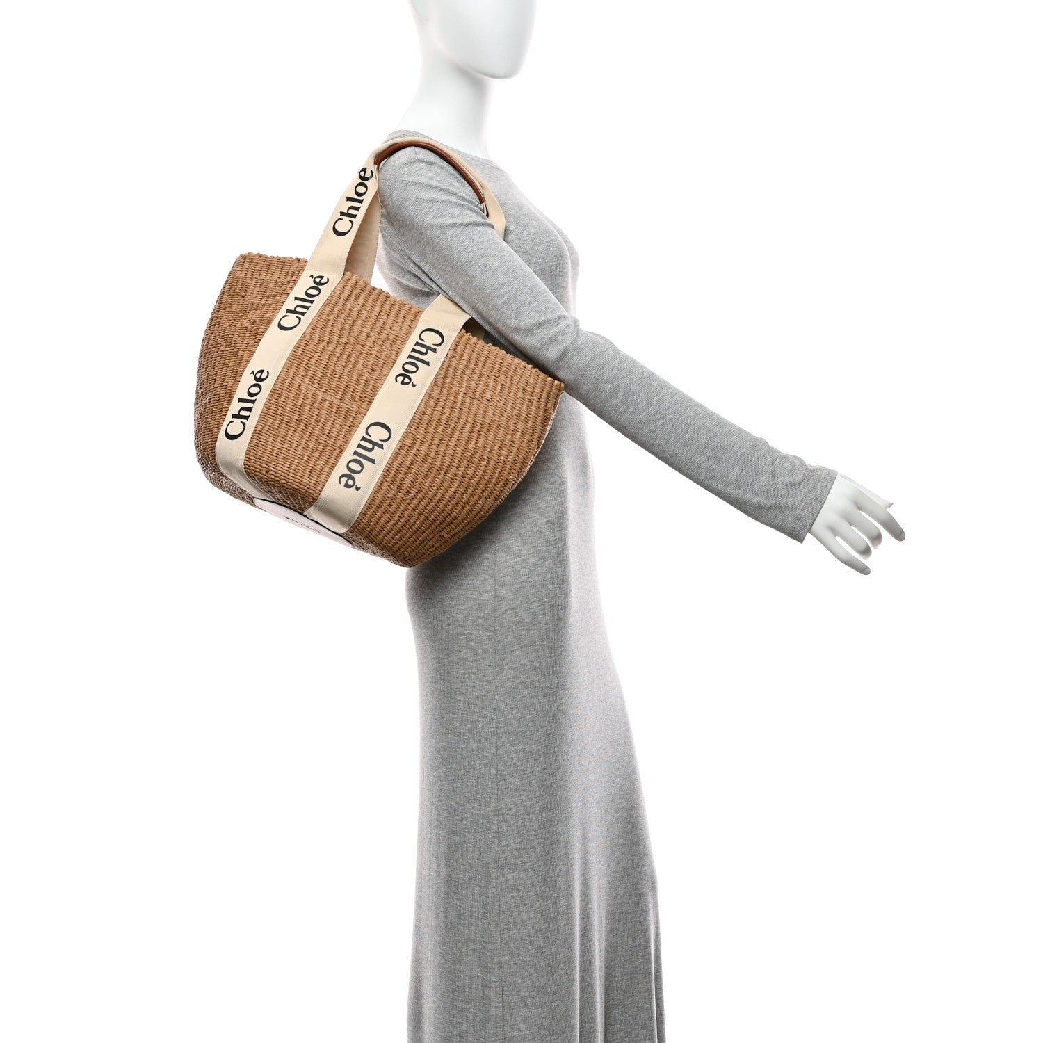 Chloe Raffia Medium Woody Tote White 2 of 10