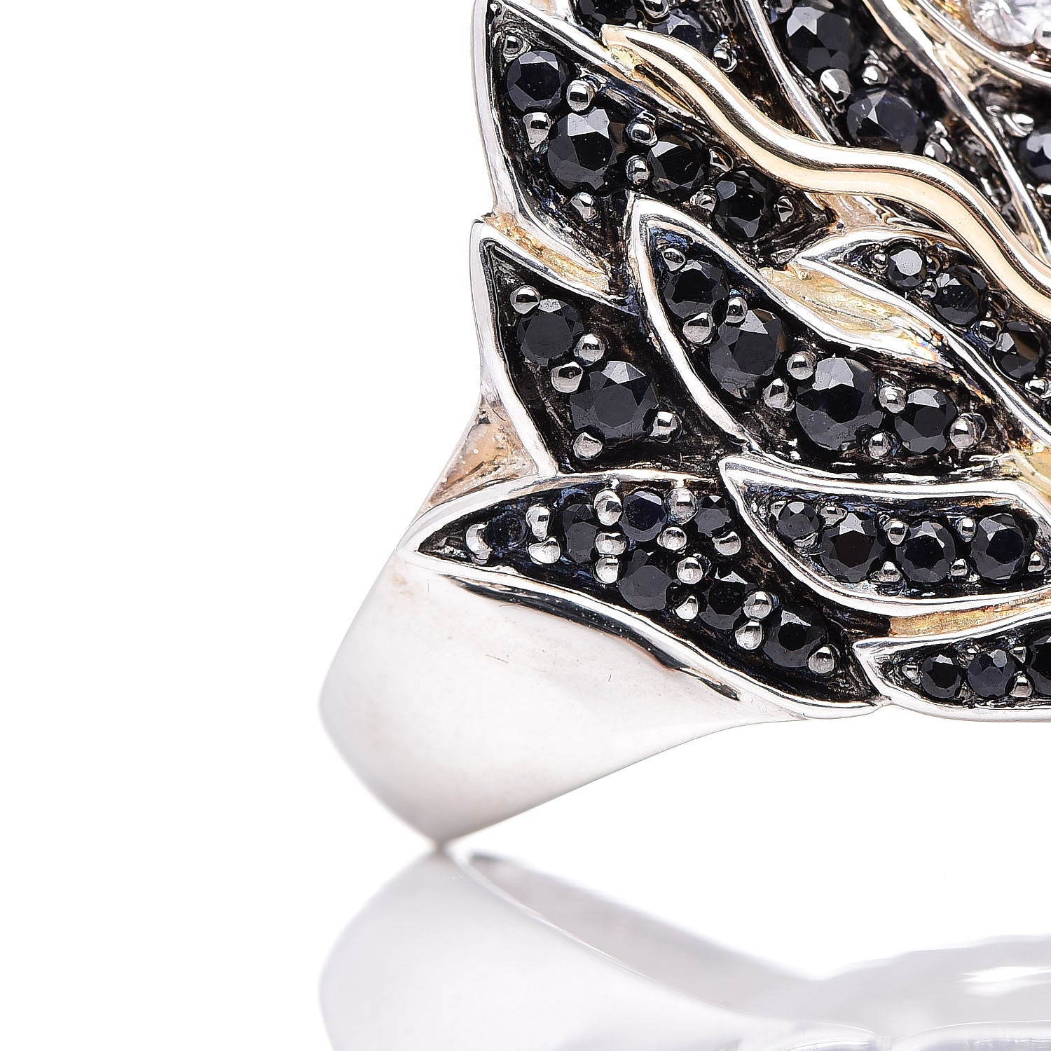 John Hardy Sterling Silver 18K Yellow Gold Ruby Black Sapphire White Sapphire Naga Head Ring 54 7 9 of 9