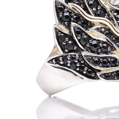 John Hardy Sterling Silver 18K Yellow Gold Ruby Black Sapphire White Sapphire Naga Head Ring 54 7 9 of 9