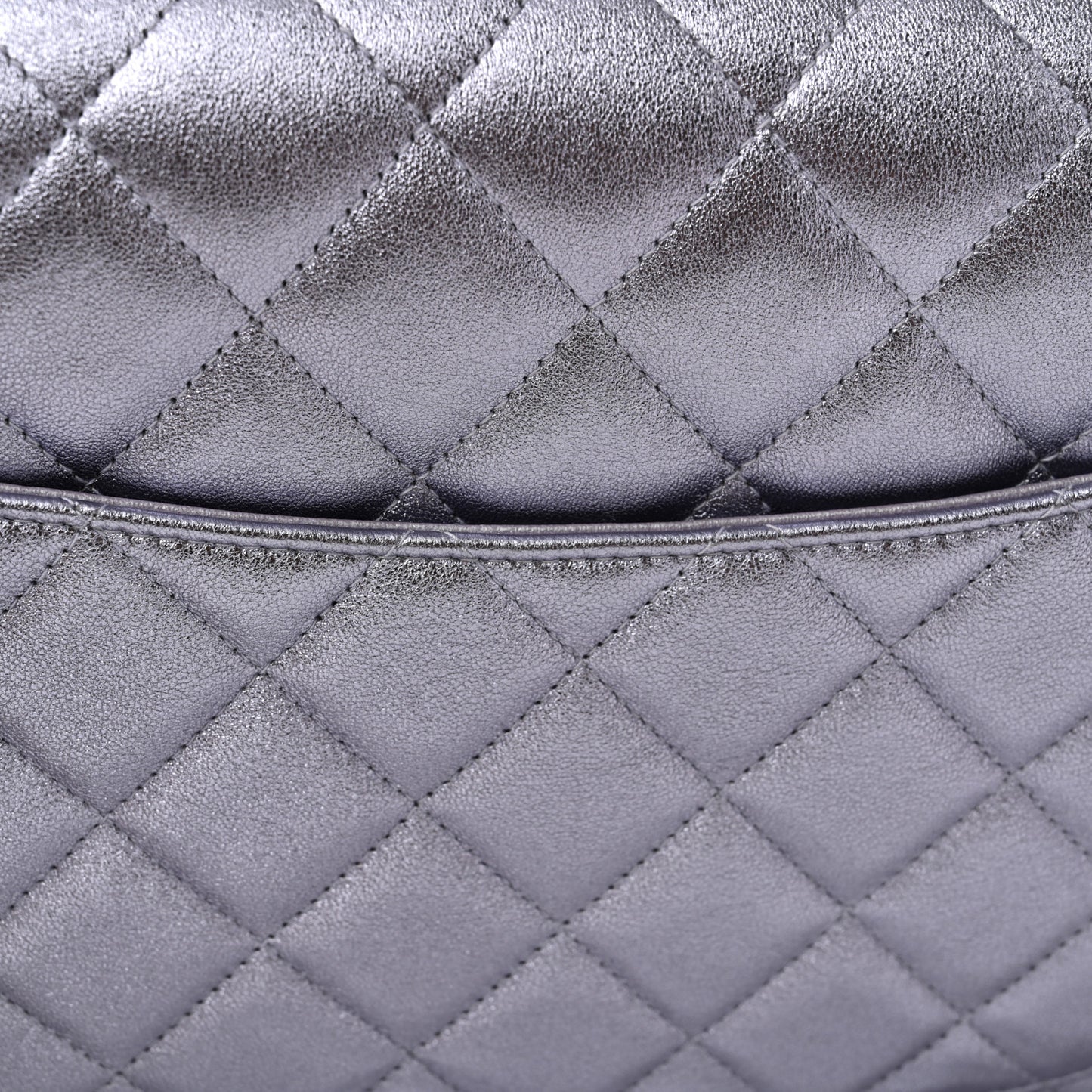 Metallic Lambskin Quilted Jumbo Double Flap Light Purple