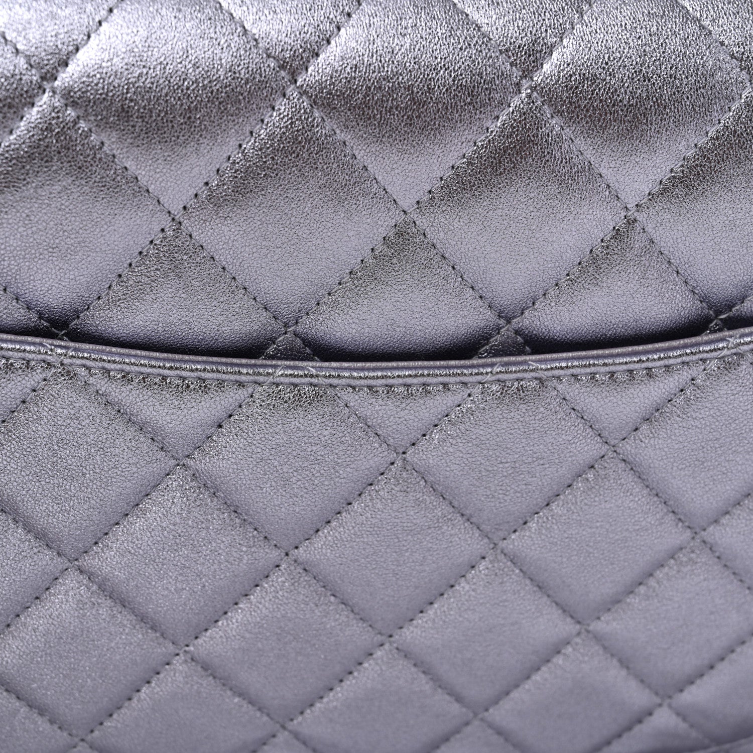 Chanel Metallic Lambskin Quilted Jumbo Double Flap Light Purple 11 of 15