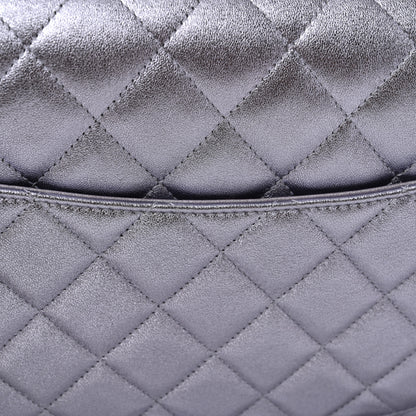 Chanel Metallic Lambskin Quilted Jumbo Double Flap Light Purple 11 of 15