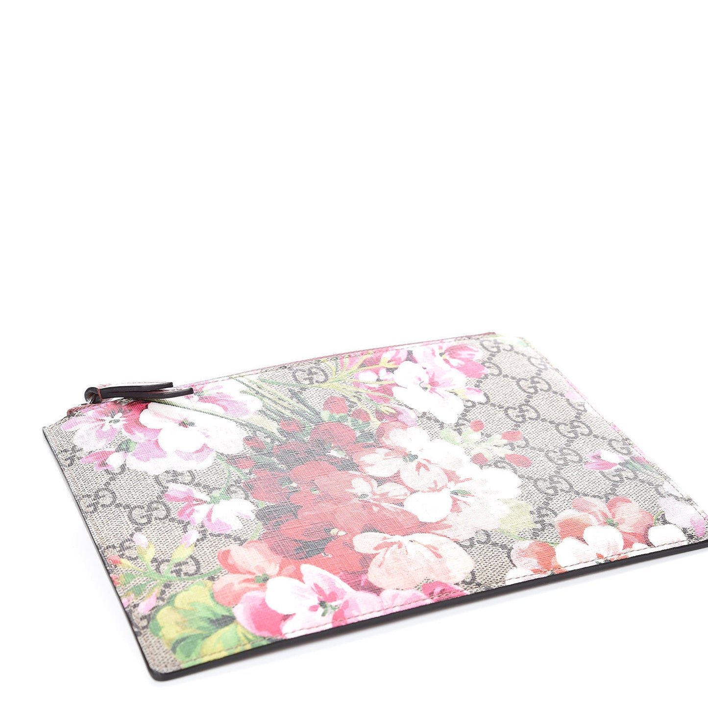 GG Supreme Monogram Blooms Small Zip Pouch Beige Multicolor Dry Rose