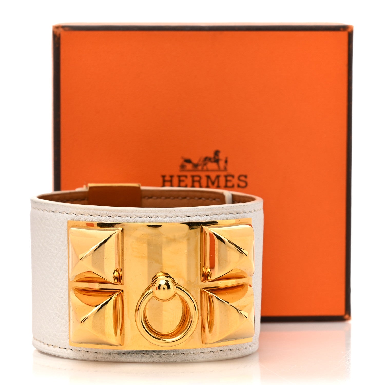Hermes Epsom Collier De Chien CDC Bracelet S White 7 of 7