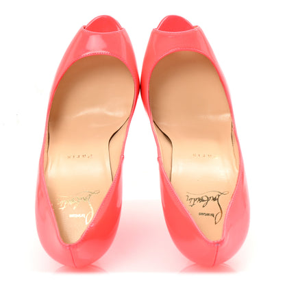 Christian Louboutin Patent Lady Peep 150 Pumps 37 Fluo Rose Paris 2 of 8