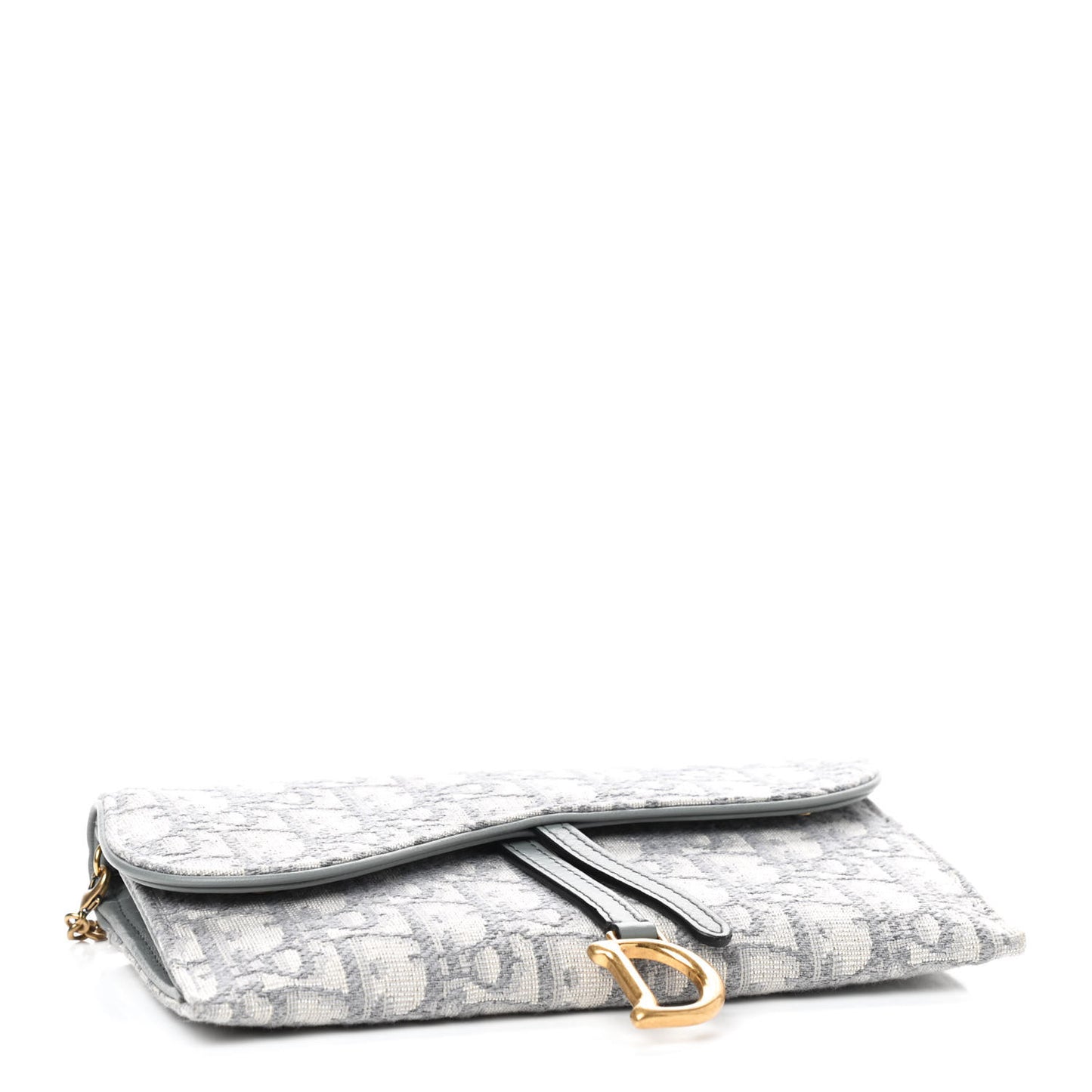 Oblique Saddle Chain Long Wallet Grey