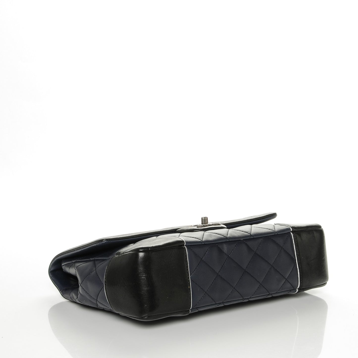 Calfskin Quilted Bi-Color Jumbo Flap Blue Black