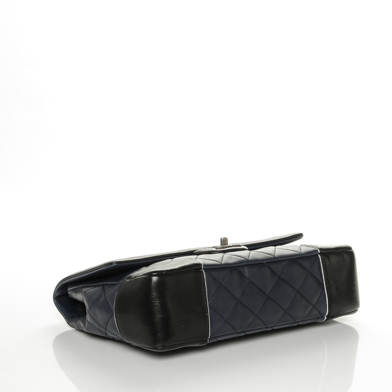 Chanel Calfskin Quilted Bi-Color Jumbo Flap Blue Black 4 of 7