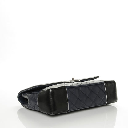 Chanel Calfskin Quilted Bi-Color Jumbo Flap Blue Black 4 of 7