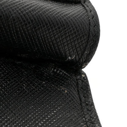 Prada Saffiano Metal Compact Zip Around Wallet Black 8 of 8