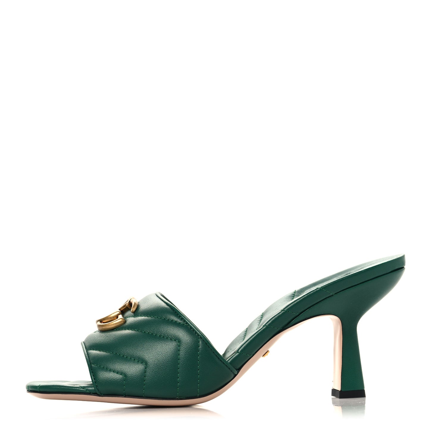 Nappa Matelasse GG Marmont 75mm Slide Sandals 41 Emerald