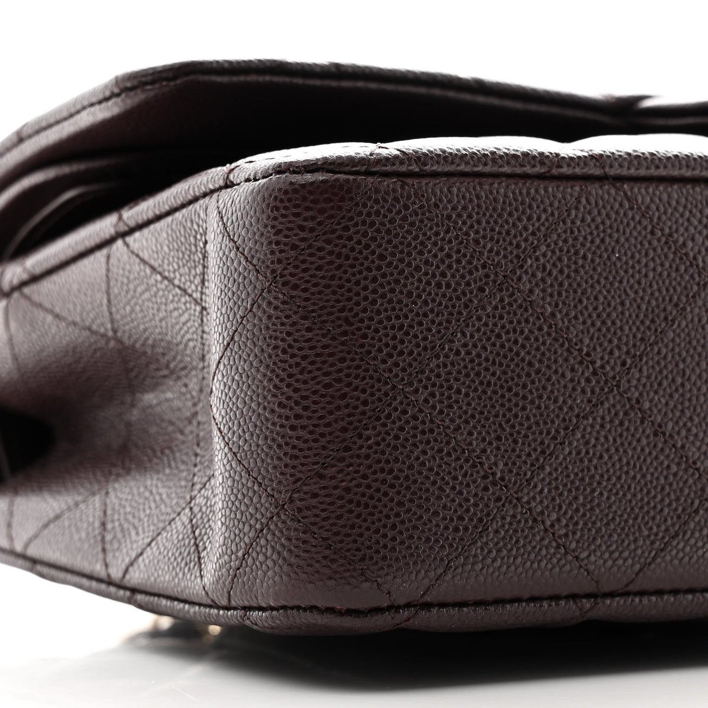 Caviar Quilted Medium Double Flap Dark Brown