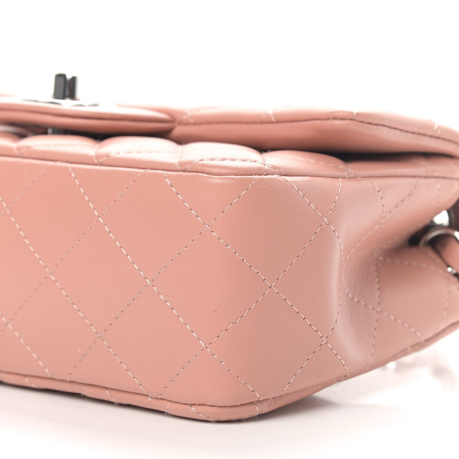 Chanel Lambskin Quilted Mini Rectangular Flap Dark Pink 9 of 10