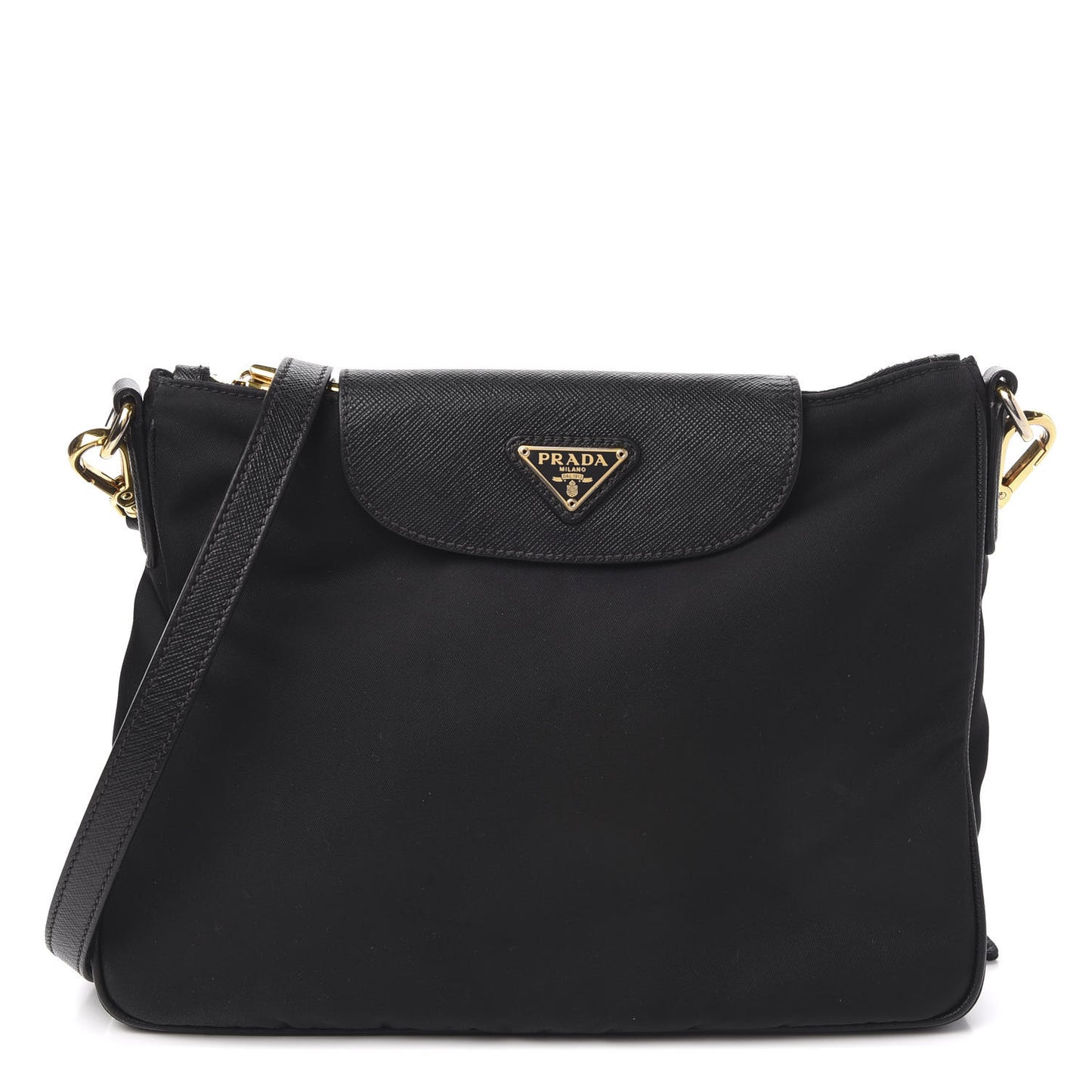 Tessuto Nylon Saffiano Crossbody Bag Black