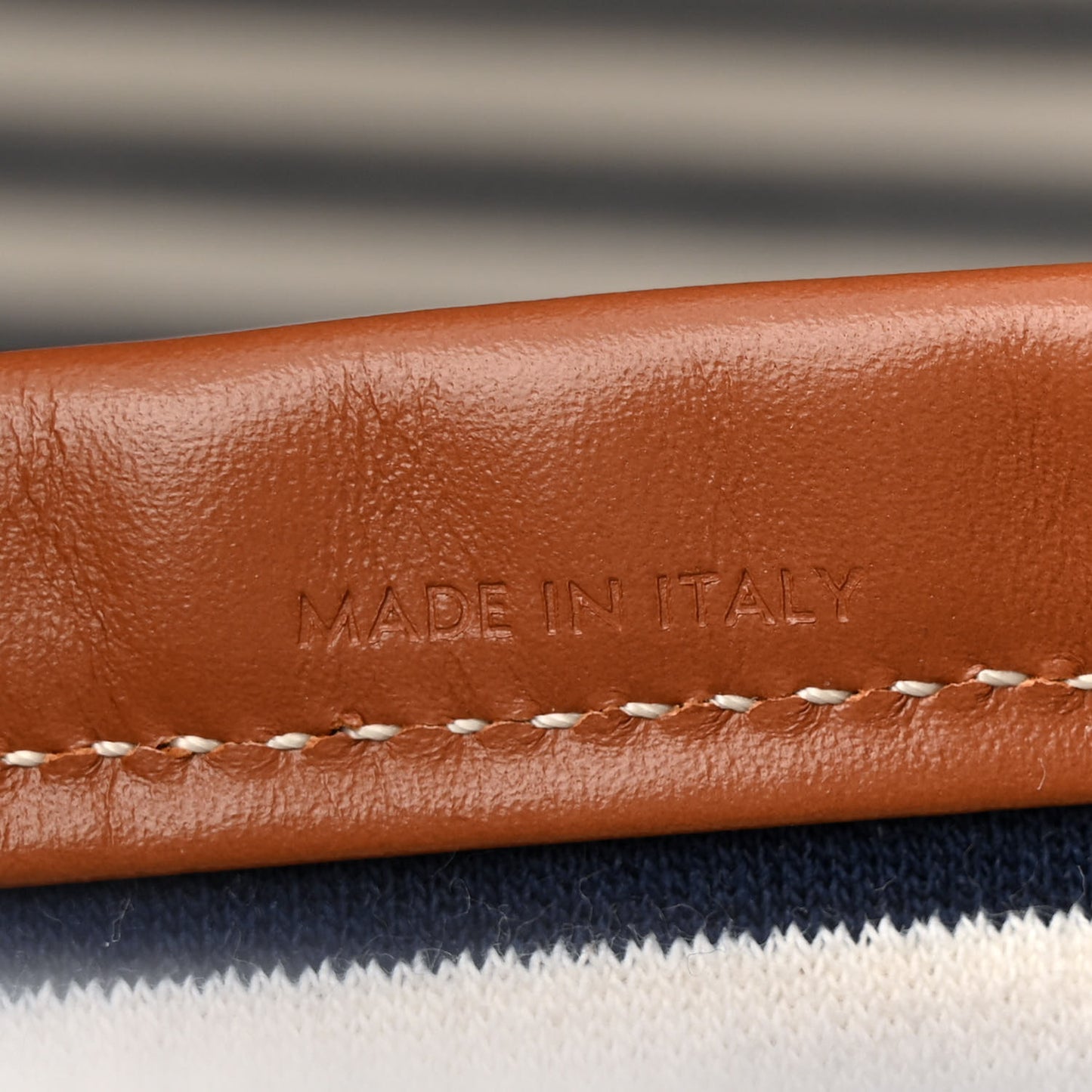 Canvas Calfskin Triomphe Large Cabas Navy Tan