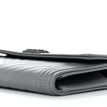 Chanel Calfskin Chevron Quilted Medium Boy Flap Wallet Grey 10 of 11