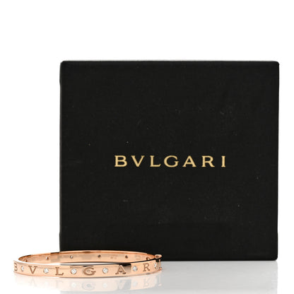 Bulgari 18K Rose Gold 12 Diamond B.Zero1 Essential Bangle Bracelet M 4 of 4