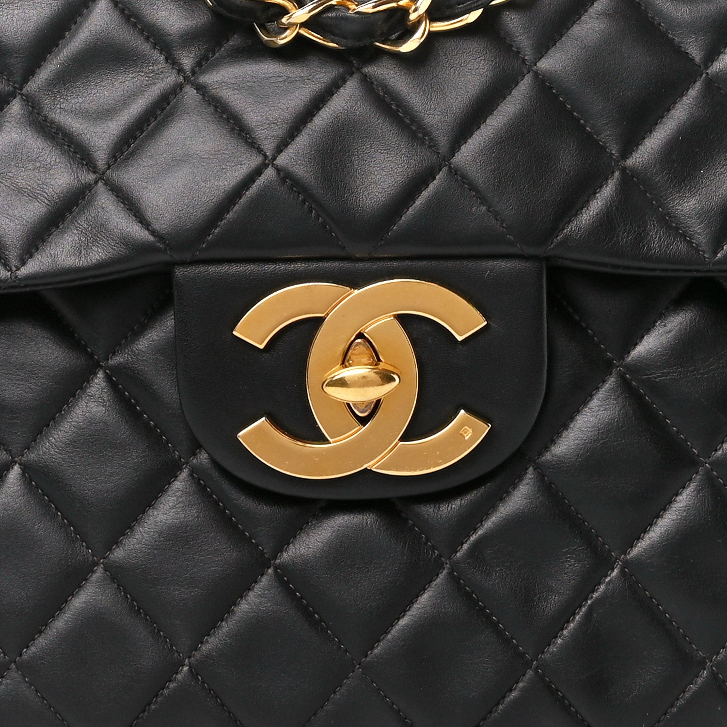 Chanel Lambskin Quilted XL Jumbo Single Flap Black 10 of 12