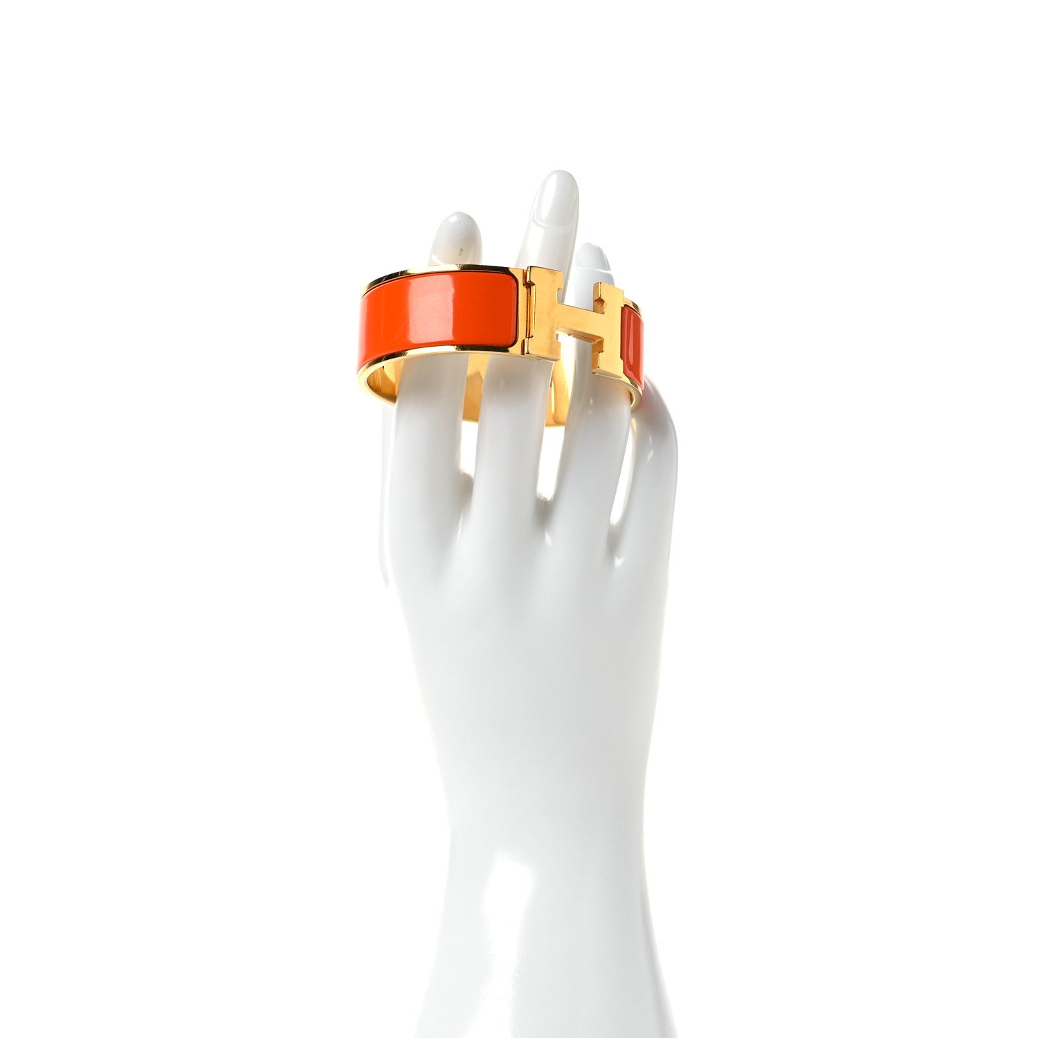 Hermes Enamel Wide Clic Clac H Bracelet PM Orange 2 of 4