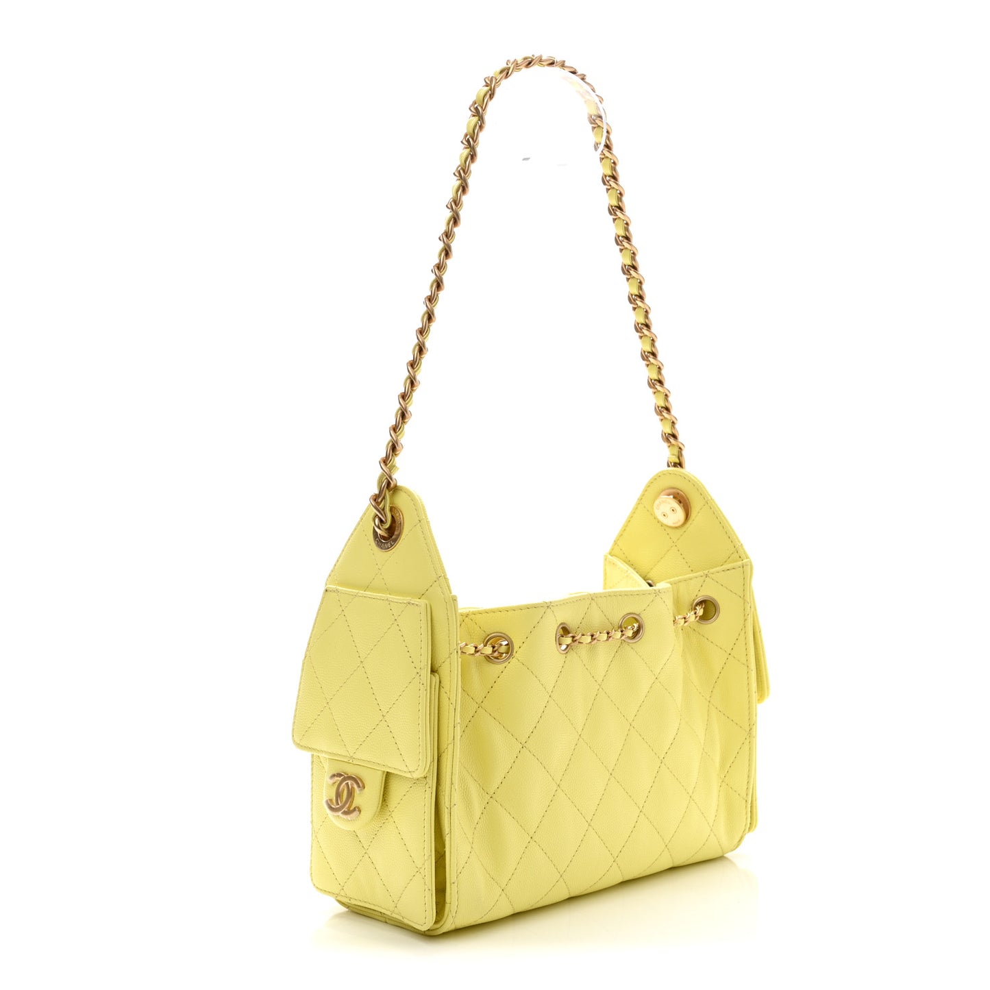 Caviar Quilted Mini Chanel 25 Handbag Yellow