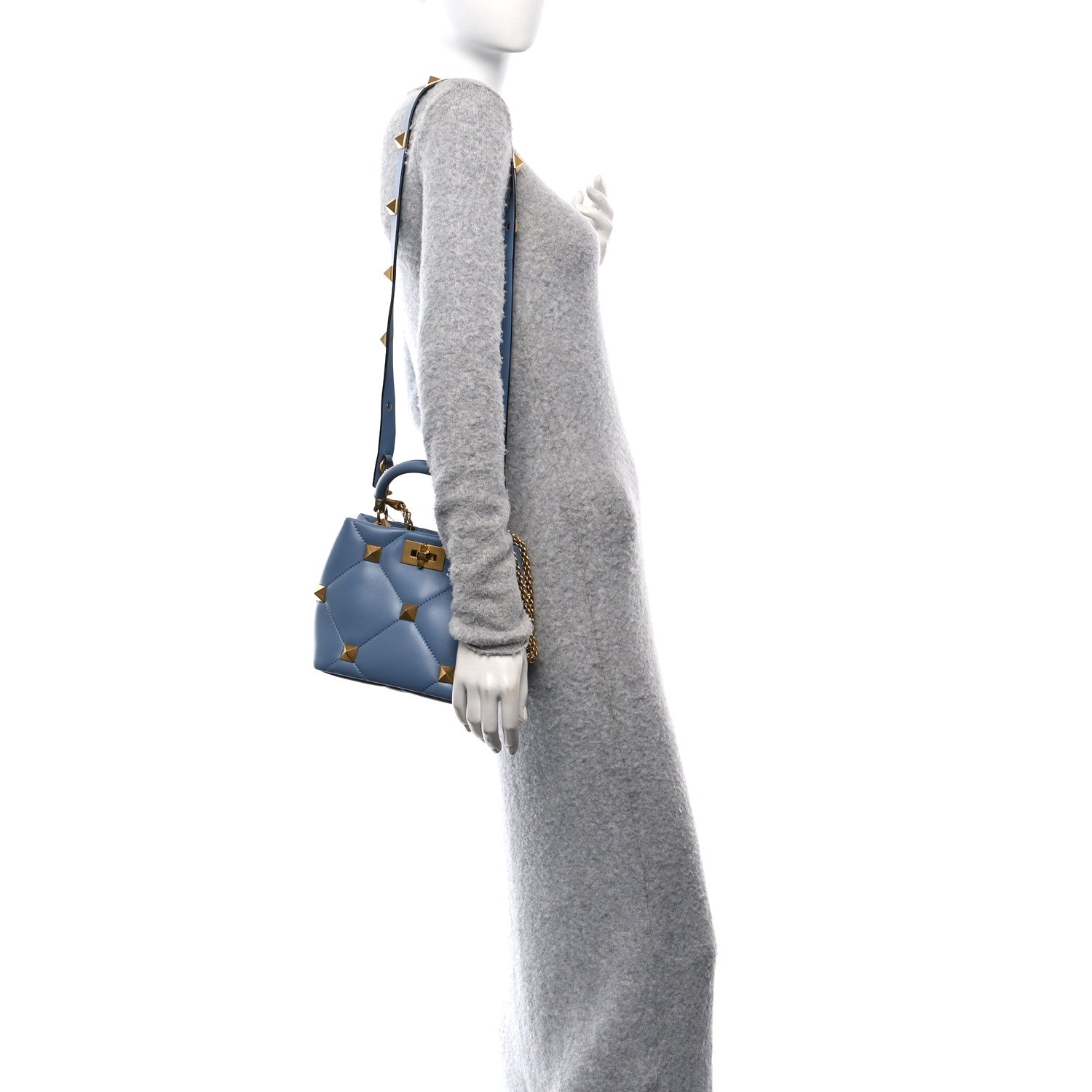 Valentino Garavani Nappa Small Roman Stud The Handle Bag Niagara 2 of 11