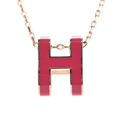 Hermes Lacquered Rose Gold Pop H Pendant Necklace Rose Extreme 4 of 6