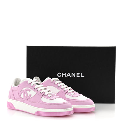 Chanel Cotton Sneakers 38.5 Pink White 10 of 10