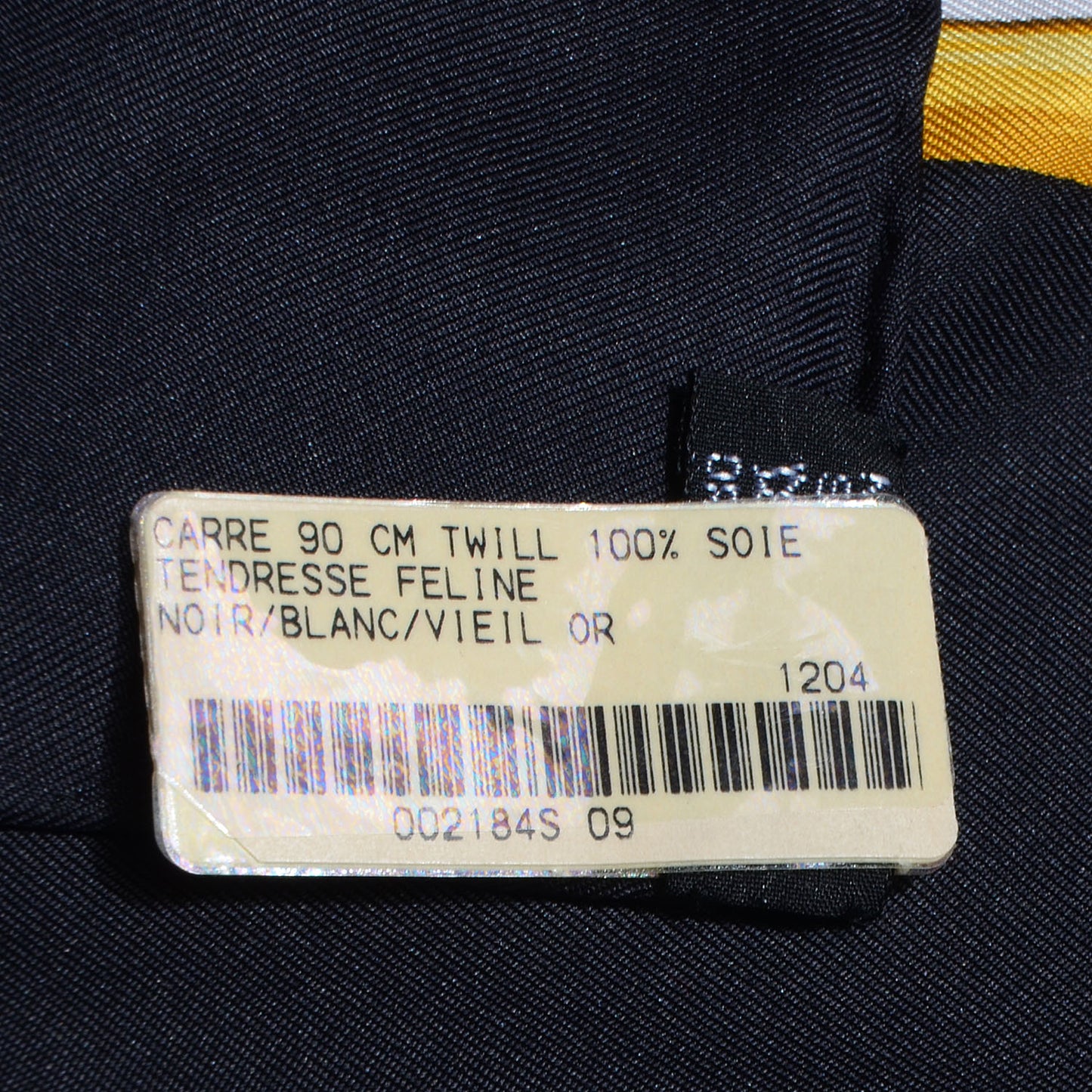 Silk Tendresse Feline Scarf 90 Black White Vieil Or