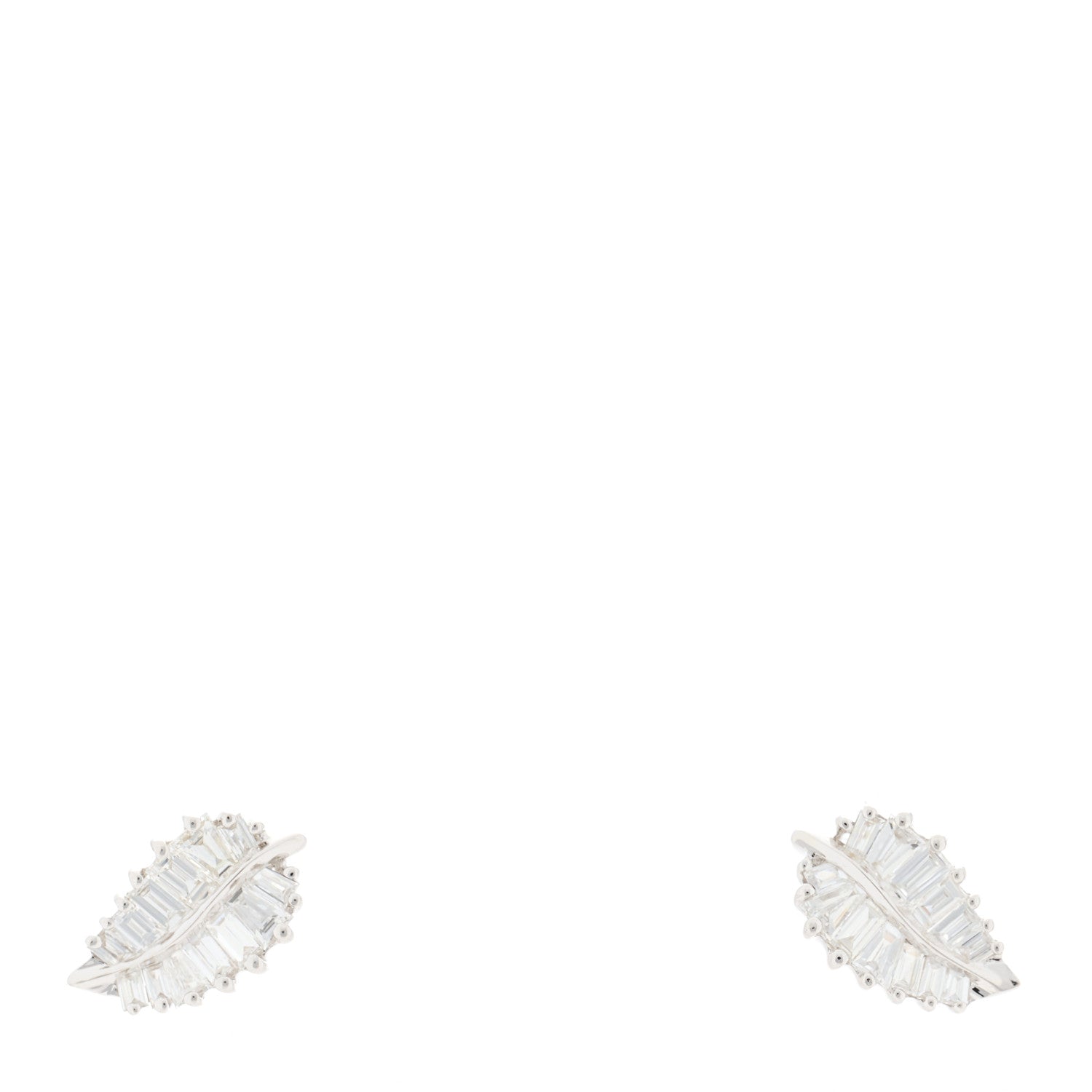 Anita Ko 18K White Gold Diamond Small Palm Leaf Earrings 1 of 4