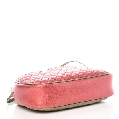 Gucci Laminated Nappa Trapuntata Mini Zumi Dome Shoulder Bag Rosso Jasmine Green Rame 4 of 9
