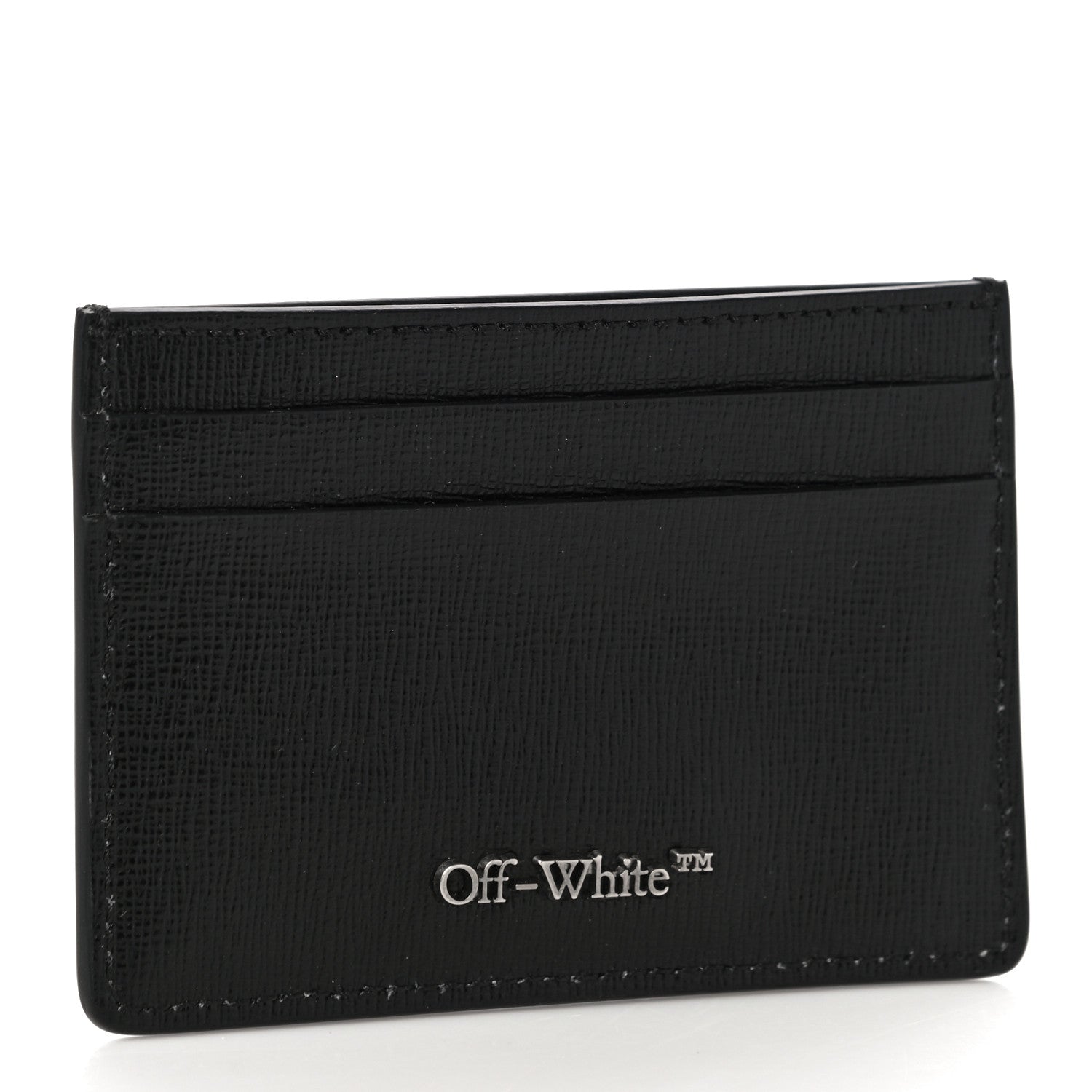 Off-White Saffiano Striped Diag Card Case Black White 3 of 9